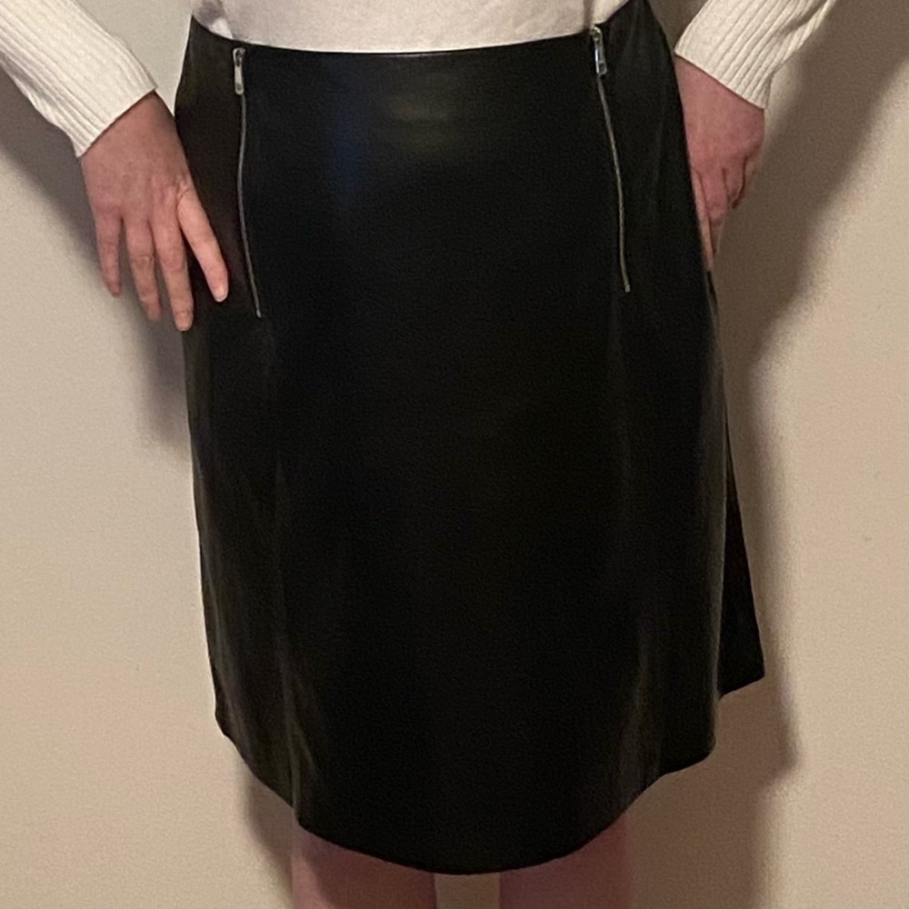 Hugo Boss Faux Leather Black Skirt Size 16 NWT